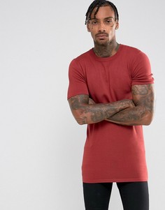 Красно-бурая удлиненная футболка с добавлением вискозы ASOS - Коричневый