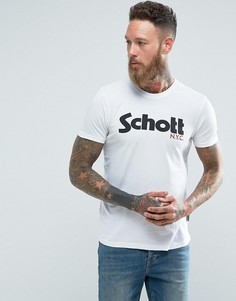 Белая узкая футболка с логотипом Schott - Белый