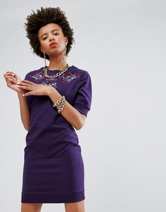 Платье-свитшот с вышивкой в виде татуировок Love Moschino - Фиолетовый