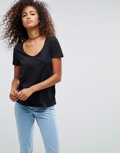 Свободная футболка с овальным вырезом ASOS - Черный