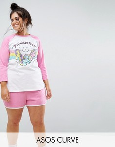 Пижамный комплект My Little Pony с лонгсливом и шортами ASOS CURVE - Мульти