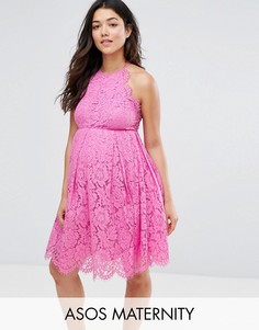 Кружевное платье мини для выпускного с фактурной отделкой ASOS Maternity - Розовый