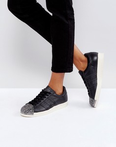 Кроссовки с рельефной вставкой металлик на носке adidas - Черный