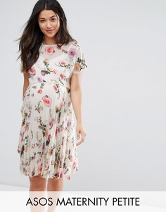 Плиссированное платье с цветочным принтом ASOS Maternity PETITE - Мульти