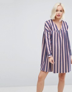 Свободное платье в полоску с молнией ASOS - Мульти