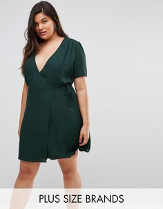 Платье с запахом и ленточной завязкой Fashion Union Plus - Зеленый
