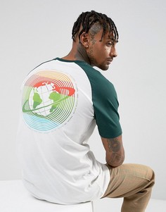 Длинная футболка с рукавами реглан и принтом на спине ASOS - Белый