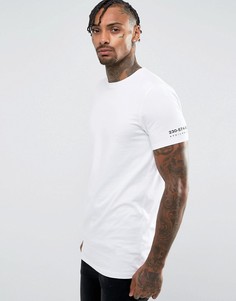 Длинная обтягивающая футболка с принтом на рукавах ASOS - Белый