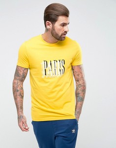 Длинная футболка с принтом Paris ASOS - Желтый