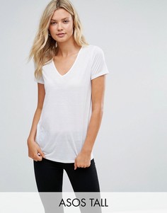 Легкая футболка с V-образным вырезом ASOS TALL - Белый