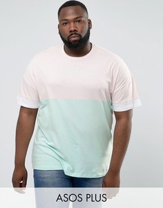 Футболка оверсайз в стиле колор блок ASOS PLUS - Розовый