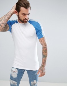 Обтягивающая футболка с контрастными рукавами реглан ASOS - Белый