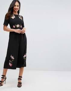 Чайный комбинезон с вышивкой ASOS - Черный