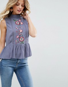 Блузка с вышивкой ASOS - Синий