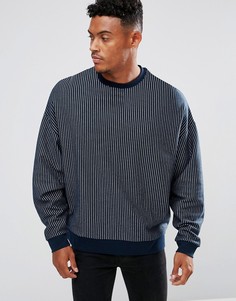 Темно-синий оверсайз-свитшот в полоску ASOS - Темно-синий