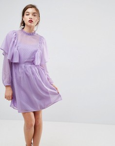Платье в горошек металлик с оборками ASOS - Фиолетовый