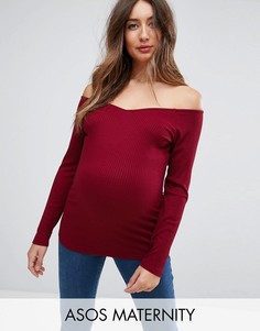 Топ в рубчик с открытыми плечами ASOS Maternity - Красный