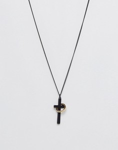 Золотисто-черное ожерелье с крестиком и кольцом Chained &amp; Able - Черный
