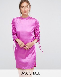 Платье мини А-силуэта с завязками на рукавах ASOS TALL - Розовый
