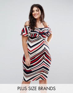 Полосатое платье с широким вырезом AX Paris Plus - Мульти