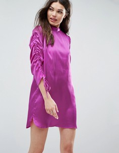 Платье мини А-силуэта с присборенными рукавами ASOS - Фиолетовый