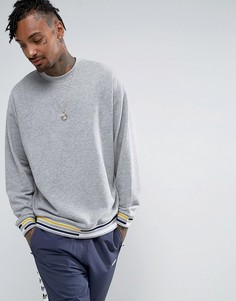 Свитшот оверсайз с контрастной отделкой в рубчик ASOS - Серый
