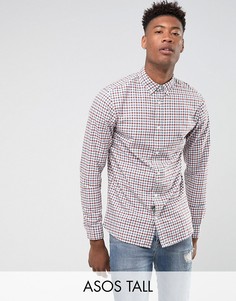 Зауженная рубашка в клеточку Selected Homme TALL - Красный