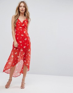 Платье с запахом и цветочным принтом Missguided - Красный