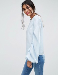 Хлопковый топ с рукавами оверсайз ASOS - Синий