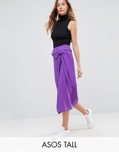 Юбка-карандаш в стиле оригами с запахом ASOS TALL - Фиолетовый