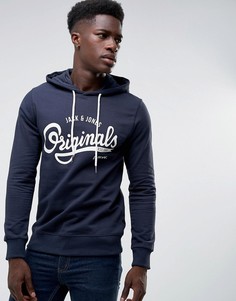 Худи с принтом логотипа Jack &amp; Jones - Темно-синий