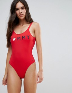 Слитный купальник с логотипом Tommy Hilfiger - Красный