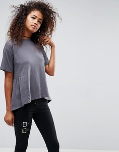 Свободная футболка со вставкой ASOS - Черный