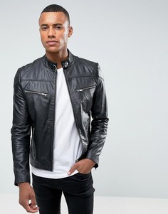 Байкерская куртка из премиум-кожи Barneys - Черный