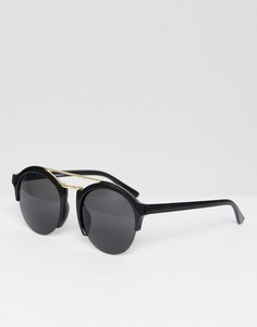 Круглые солнцезащитные очки в черной оправе 7x - Черный