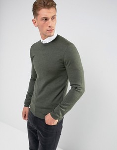 Узкий джемпер цвета хаки из мериносовой шерсти ASOS - Зеленый