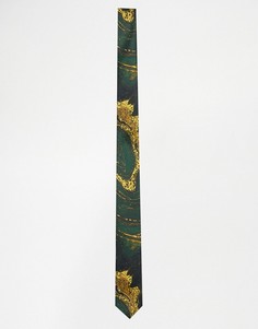 Зеленый узкий галстук с мраморным принтом ASOS - Зеленый