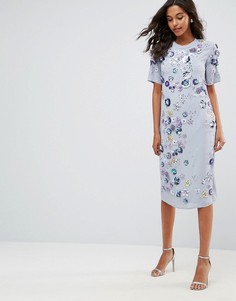Удлиненное платье миди с декоративной отделкой ASOS - Синий