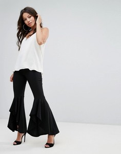 Брюки с оборками PrettyLittleThing - Черный