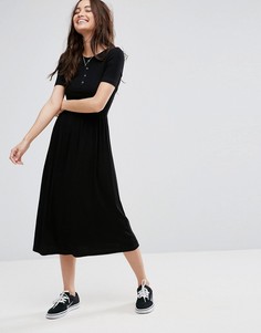 Свободное платье миди с кнопками ASOS - Черный