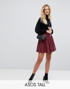 Короткая расклешенная фактурная юбка с плиссировкой ASOS TALL - Красный