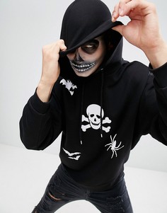 Оверсайз-худи с принтом для Хэллоуина ASOS - Черный