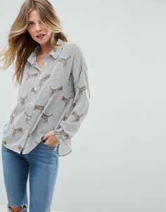 Полосатая рубашка с принтом тигров ASOS - Мульти