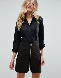 Эластичная приталенная хлопковая рубашка ASOS - Черный