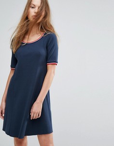 Платье в рубчик с контрастным воротником Tommy Hilfiger Denim - Темно-синий