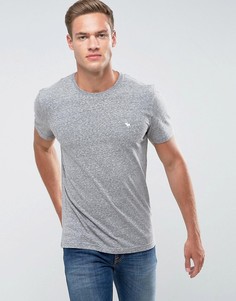 Серая облегающая футболка с круглым вырезом и логотипом Abercrombie &amp; Fitch - Серый