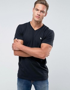 Черная футболка с V-образным вырезом и логотипом Abercrombie &amp; Fitch - Черный