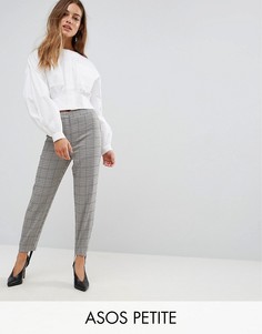 Брюки с принтом гусиная лапка и штрипками ASOS PETITE Tailored - Мульти