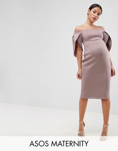 Облегающее платье миди с широким вырезом ASOS Maternity - Розовый