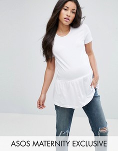 Топ с оборкой и короткими рукавами ASOS Maternity - Белый